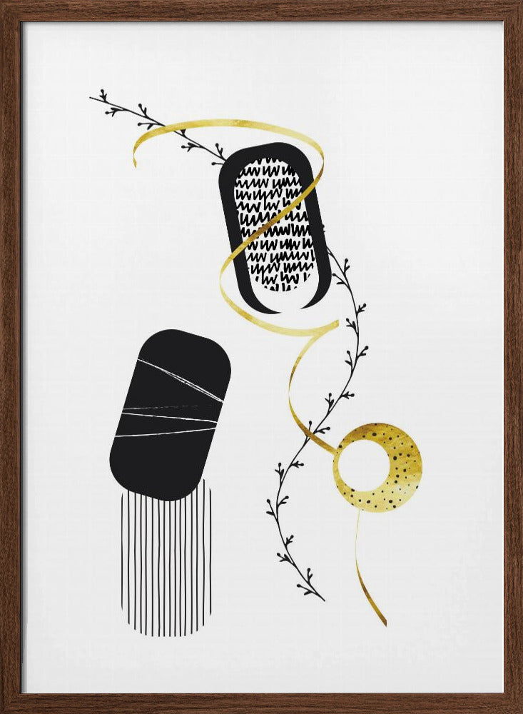 Black & White Abstract No. 1 | gold Poster